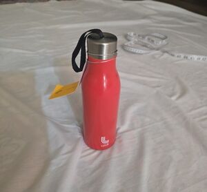 Lole Red Stainless Steel Water Bottle with Carry Strap